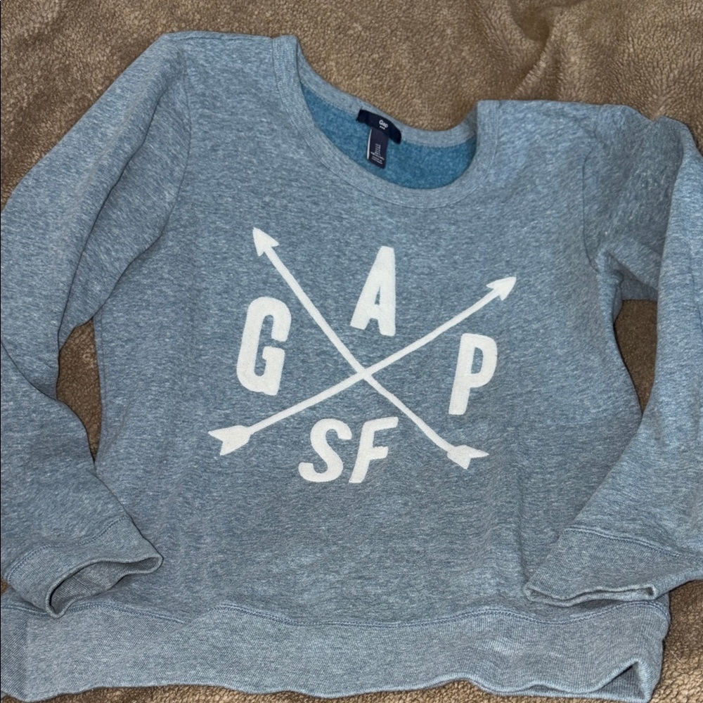 GAP Light Blue Pullover with White Graphic - Sm